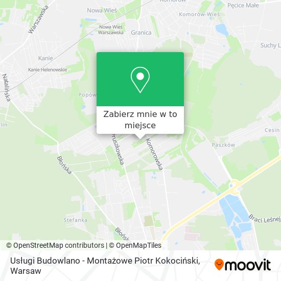 Mapa Usługi Budowlano - Montażowe Piotr Kokociński