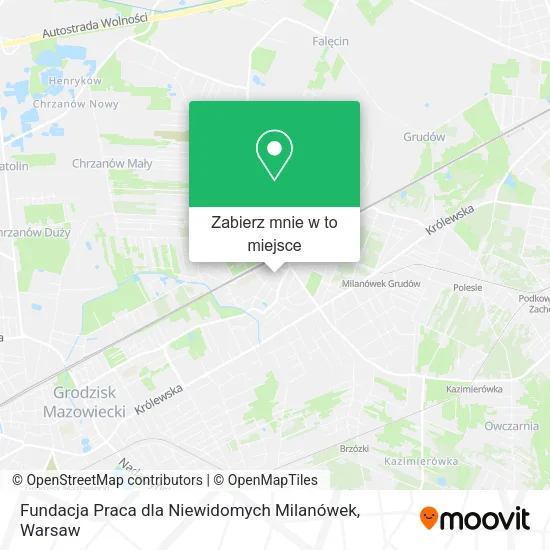 Mapa Fundacja Praca dla Niewidomych Milanówek