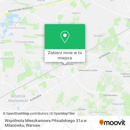 Mapa Wspólnota Mieszkaniowa Piłsudskiego 31a w Milanówku