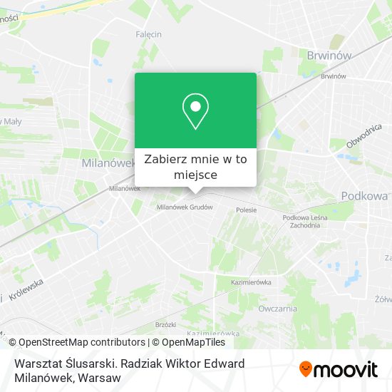 Mapa Warsztat Ślusarski. Radziak Wiktor Edward Milanówek