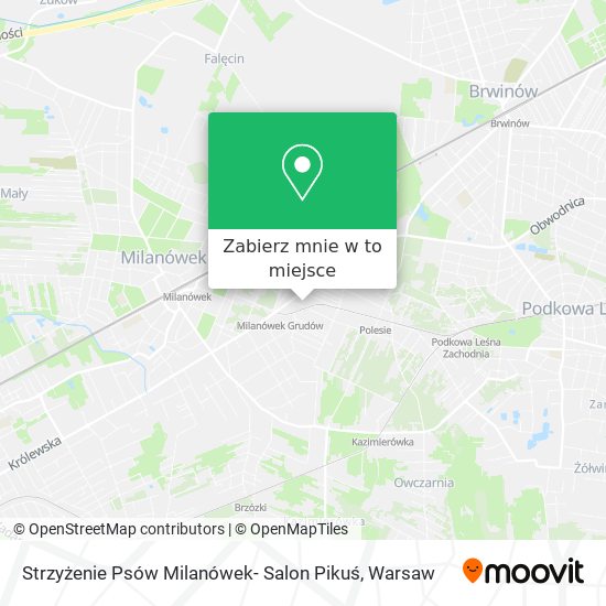 Mapa Strzyżenie Psów Milanówek- Salon Pikuś