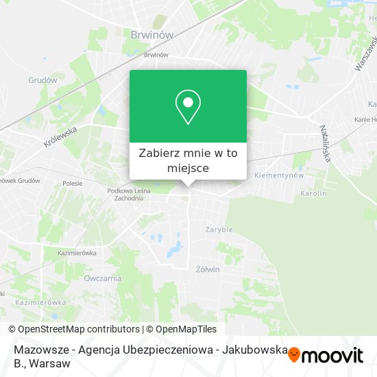 Mapa Mazowsze - Agencja Ubezpieczeniowa - Jakubowska B.