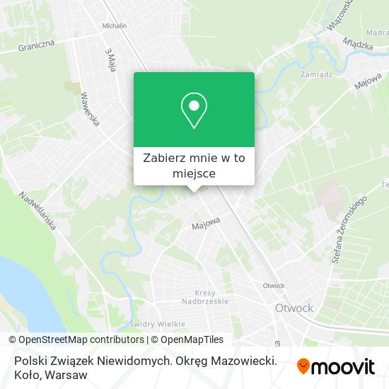 Mapa Polski Związek Niewidomych. Okręg Mazowiecki. Koło