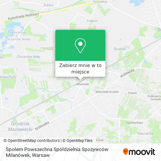 Mapa Społem Powszechna Spółdzielnia Spożywców Milanówek