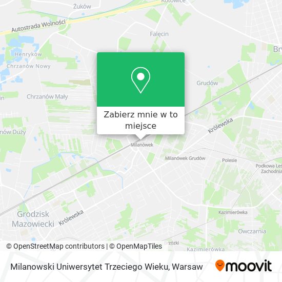 Mapa Milanowski Uniwersytet Trzeciego Wieku