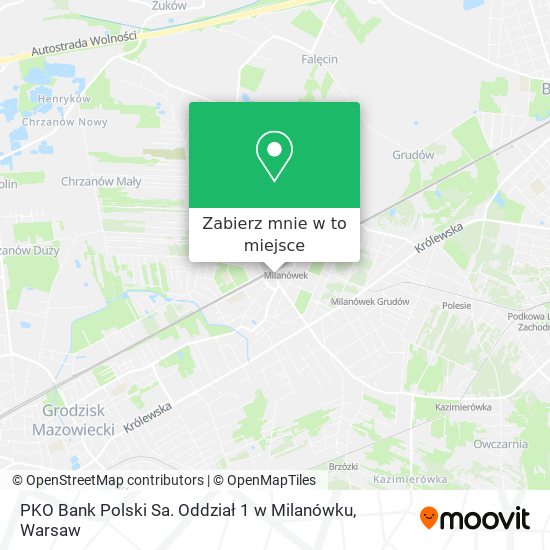 Mapa PKO Bank Polski Sa. Oddział 1 w Milanówku