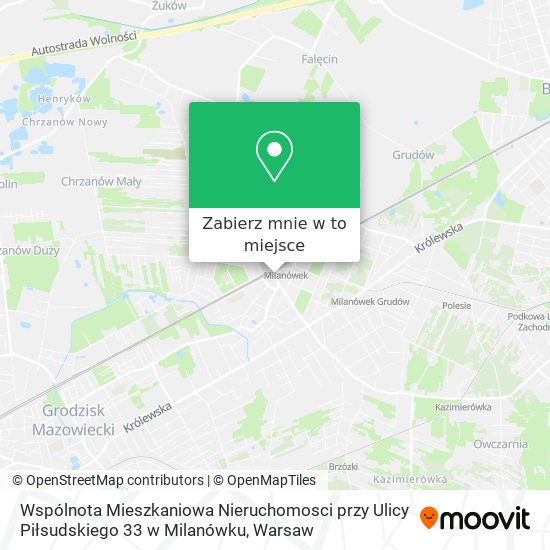 Mapa Wspólnota Mieszkaniowa Nieruchomosci przy Ulicy Piłsudskiego 33 w Milanówku