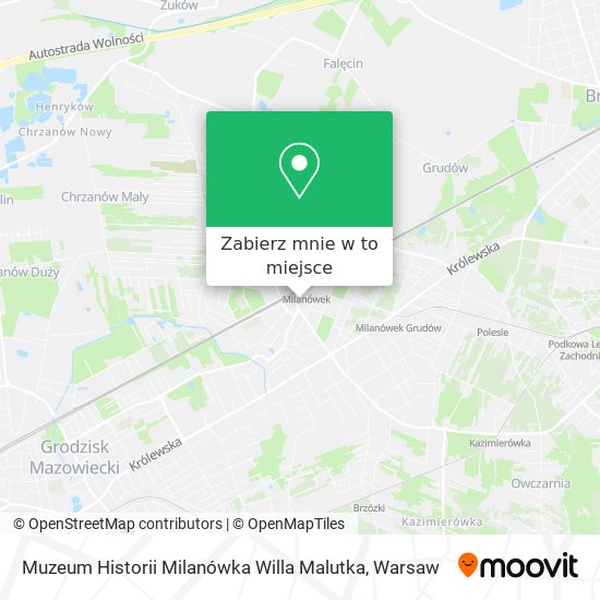 Mapa Muzeum Historii Milanówka Willa Malutka