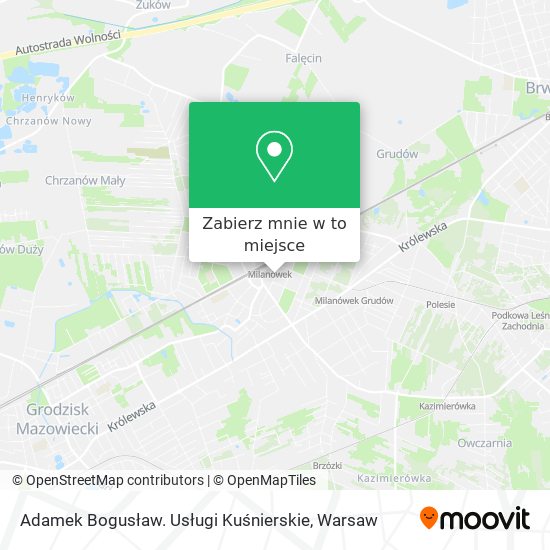 Mapa Adamek Bogusław. Usługi Kuśnierskie