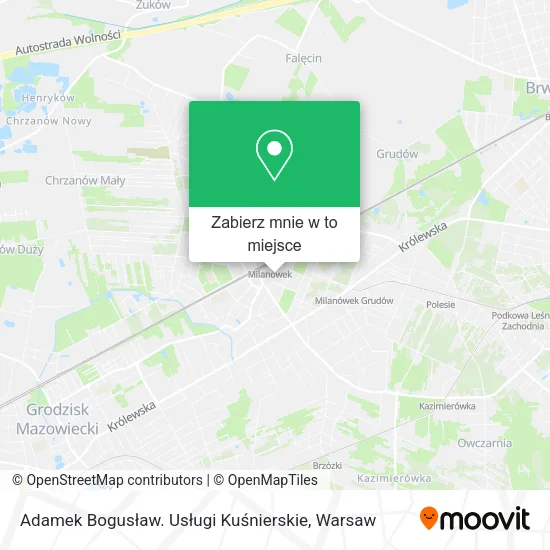Mapa Adamek Bogusław. Usługi Kuśnierskie