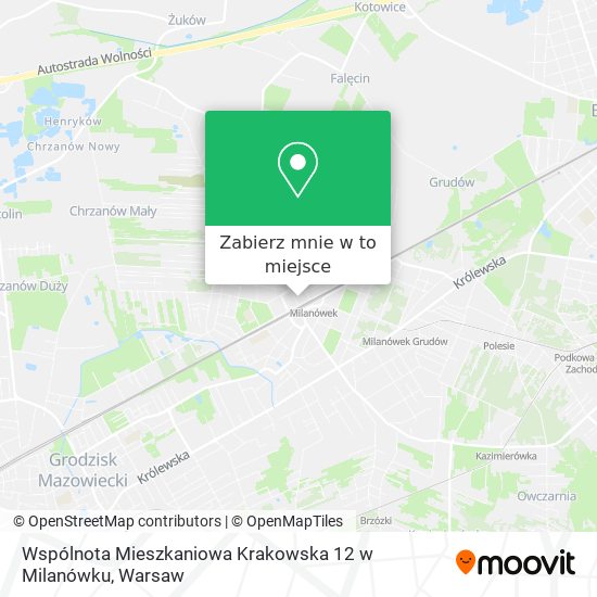 Mapa Wspólnota Mieszkaniowa Krakowska 12 w Milanówku