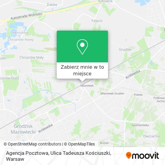 Mapa Agencja Pocztowa, Ulica Tadeusza Kościuszki