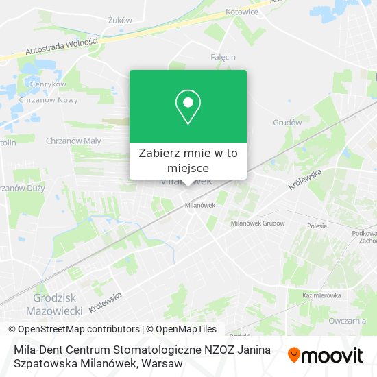 Mapa Mila-Dent Centrum Stomatologiczne NZOZ Janina Szpatowska Milanówek