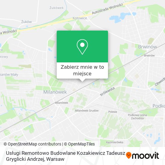 Mapa Usługi Remontowo Budowlane Kozakiewicz Tadeusz Gryglicki Andrzej