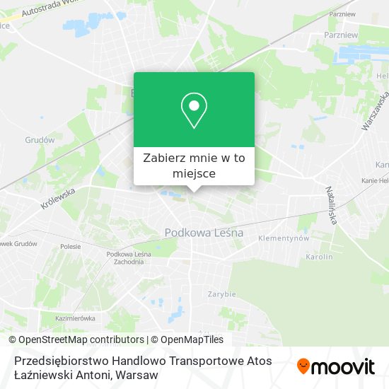 Mapa Przedsiębiorstwo Handlowo Transportowe Atos Łaźniewski Antoni