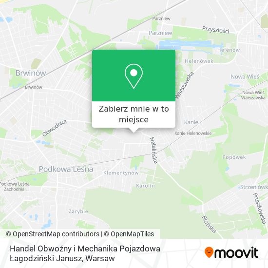 Mapa Handel Obwoźny i Mechanika Pojazdowa Łagodziński Janusz