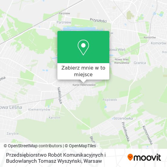 Mapa Przedsiębiorstwo Robót Komunikacyjnych i Budowlanych Tomasz Wyszyński