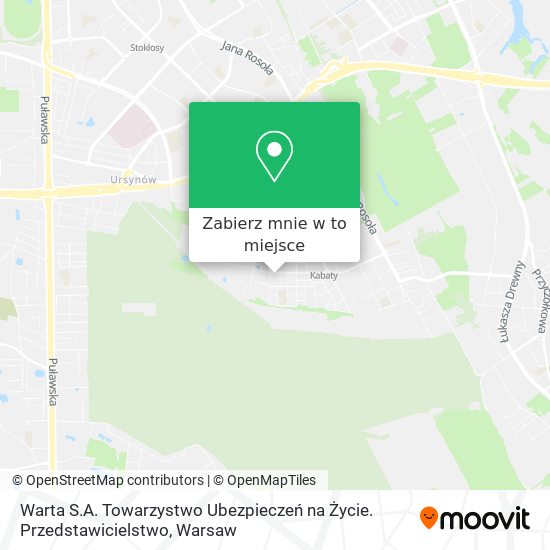 Mapa Warta S.A. Towarzystwo Ubezpieczeń na Życie. Przedstawicielstwo