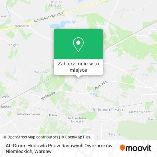 Mapa AL-Grom. Hodowla Psów Rasowych Owczareków Niemieckich