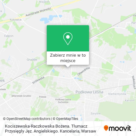 Mapa Kociszewska-Raczkowska Bożena. Tłumacz Przysięgły Jęz. Angielskiego. Kancelaria