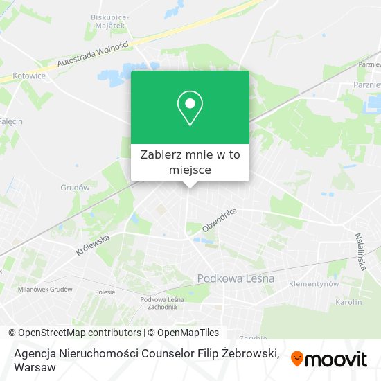 Mapa Agencja Nieruchomości Counselor Filip Żebrowski