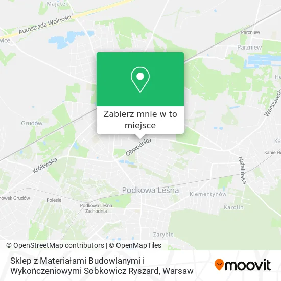 Mapa Sklep z Materiałami Budowlanymi i Wykończeniowymi Sobkowicz Ryszard