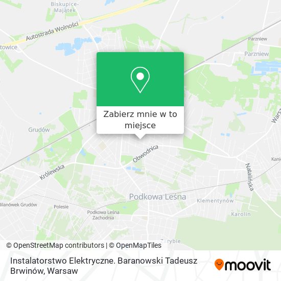 Mapa Instalatorstwo Elektryczne. Baranowski Tadeusz Brwinów