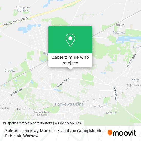 Mapa Zakład Usługowy Martel s.c. Justyna Cabaj Marek Fabisiak