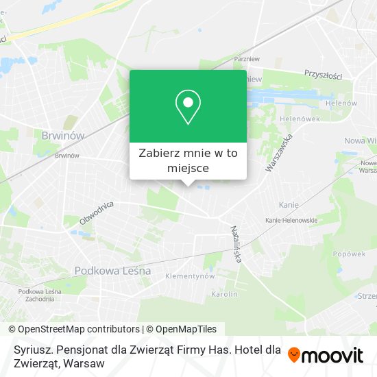 Mapa Syriusz. Pensjonat dla Zwierząt Firmy Has. Hotel dla Zwierząt