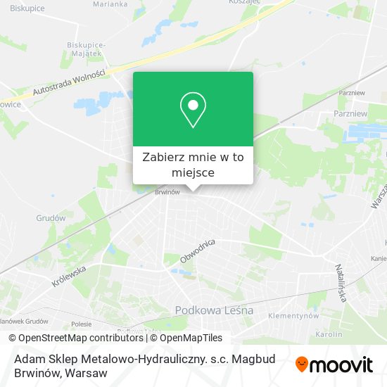 Mapa Adam Sklep Metalowo-Hydrauliczny. s.c. Magbud Brwinów