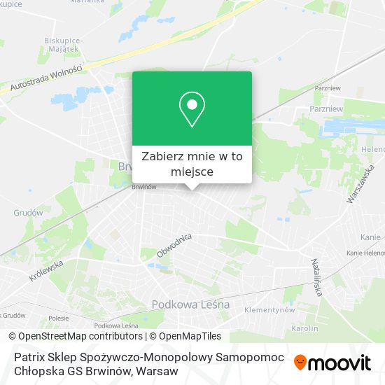 Mapa Patrix Sklep Spożywczo-Monopolowy Samopomoc Chłopska GS Brwinów