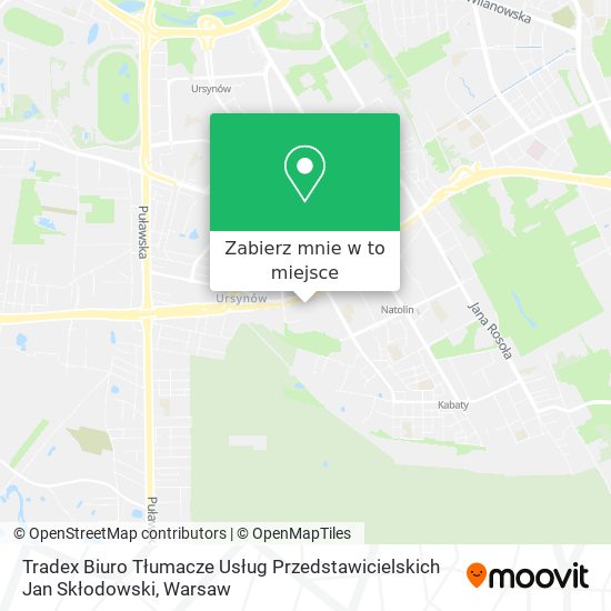 Mapa Tradex Biuro Tłumacze Usług Przedstawicielskich Jan Skłodowski