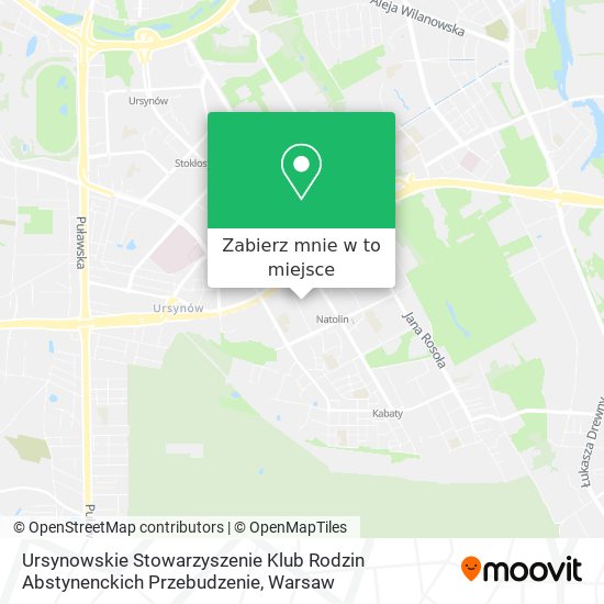 Mapa Ursynowskie Stowarzyszenie Klub Rodzin Abstynenckich Przebudzenie