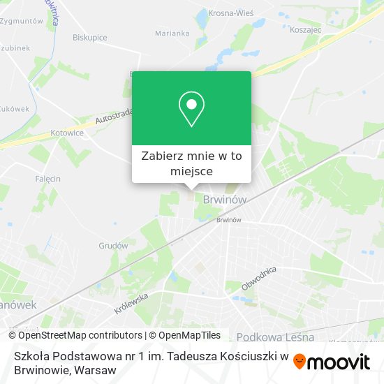 Mapa Szkoła Podstawowa nr 1 im. Tadeusza Kościuszki w Brwinowie