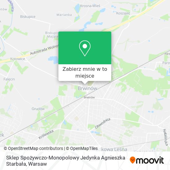 Mapa Sklep Spożywczo-Monopolowy Jedynka Agnieszka Starbała