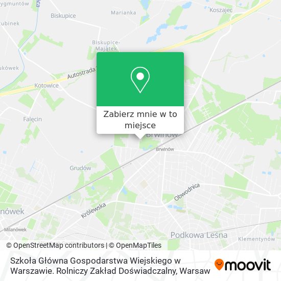 Mapa Szkoła Główna Gospodarstwa Wiejskiego w Warszawie. Rolniczy Zakład Doświadczalny