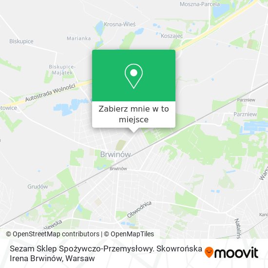 Mapa Sezam Sklep Spożywczo-Przemysłowy. Skowrońska Irena Brwinów