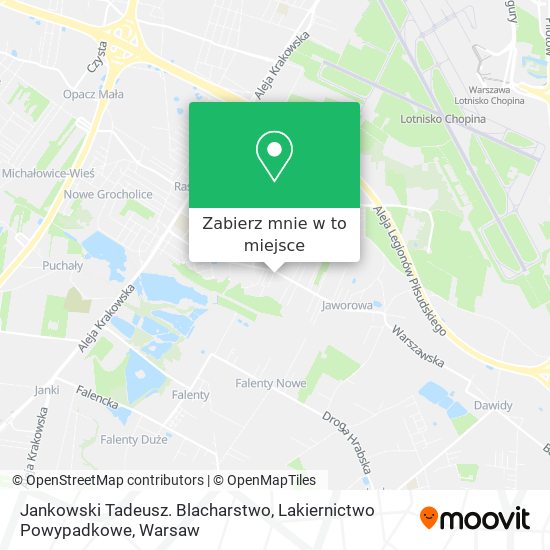 Mapa Jankowski Tadeusz. Blacharstwo, Lakiernictwo Powypadkowe