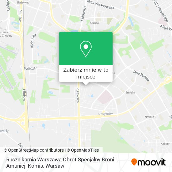 Mapa Rusznikarnia Warszawa Obrót Specjalny Broni i Amunicji Komis