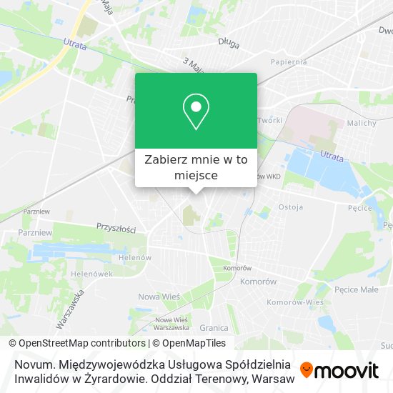 Mapa Novum. Międzywojewódzka Usługowa Spółdzielnia Inwalidów w Żyrardowie. Oddział Terenowy