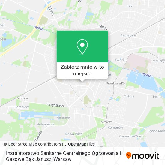 Mapa Instalatorstwo Sanitarne Centralnego Ogrzewania i Gazowe Bąk Janusz