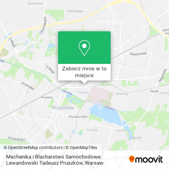 Mapa Mechanika i Blacharstwo Samochodowe. Lewandowski Tadeusz Pruszków