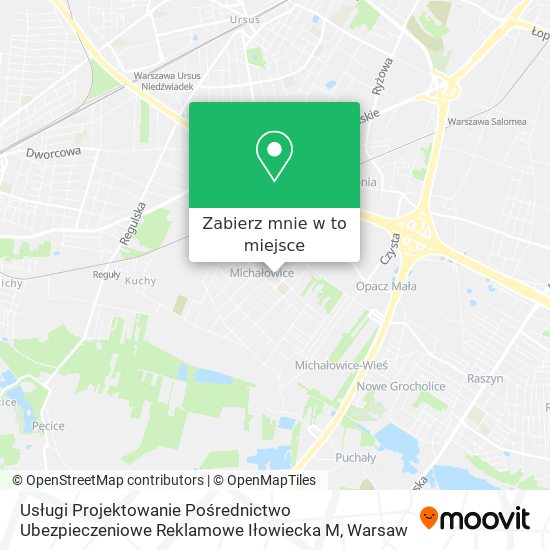 Mapa Usługi Projektowanie Pośrednictwo Ubezpieczeniowe Reklamowe Iłowiecka M