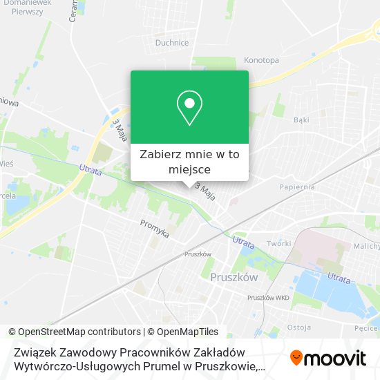 Mapa Związek Zawodowy Pracowników Zakładów Wytwórczo-Usługowych Prumel w Pruszkowie