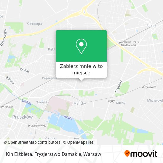 Mapa Kin Elżbieta. Fryzjerstwo Damskie