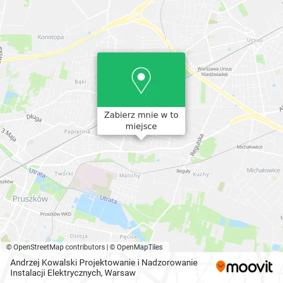 Mapa Andrzej Kowalski Projektowanie i Nadzorowanie Instalacji Elektrycznych