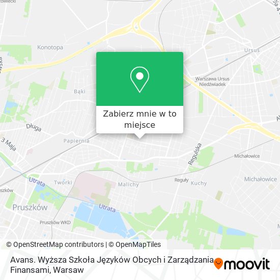 Mapa Avans. Wyższa Szkoła Języków Obcych i Zarządzania Finansami