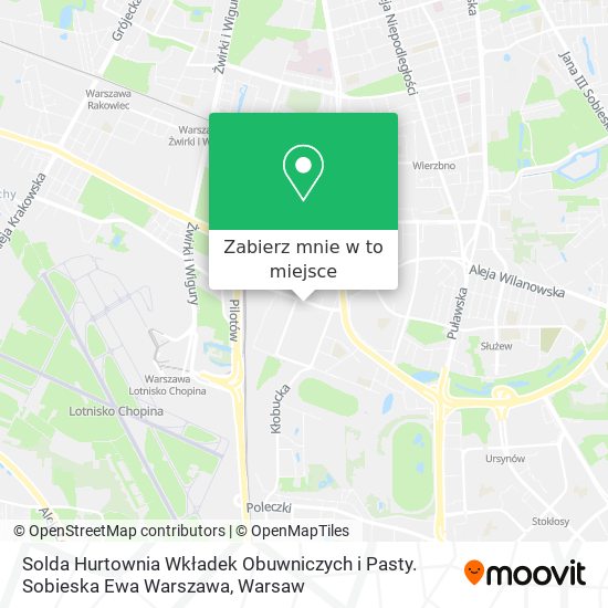 Mapa Solda Hurtownia Wkładek Obuwniczych i Pasty. Sobieska Ewa Warszawa