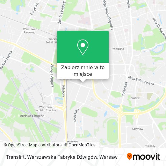 Mapa Translift. Warszawska Fabryka Dźwigów