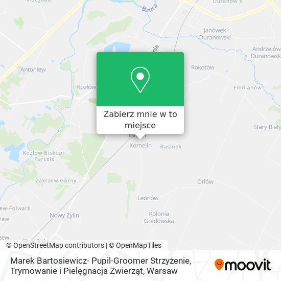 Mapa Marek Bartosiewicz- Pupil-Groomer Strzyżenie, Trymowanie i Pielęgnacja Zwierząt